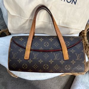 Louis Vuitton Monogram Brown Top Handle Satchel Kelly Style Evening Flap Bag